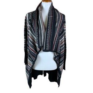 Wilster Small Wool Cashmere Blend Aztec Boho Open Front Drape Cardigan Sweater‎
